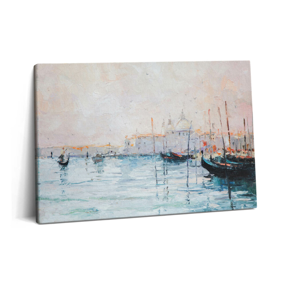 Tablou pe pânză 60x40 Pictură în ulei cu gondole venețiene