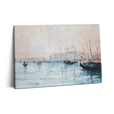 Tablou pe pânză 60x40 Pictură în ulei cu gondole venețiene
