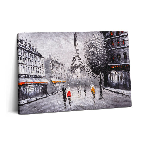 Tablou pe pânză 60x40 Vedere de stradă a Turnului Eiffel din Paris