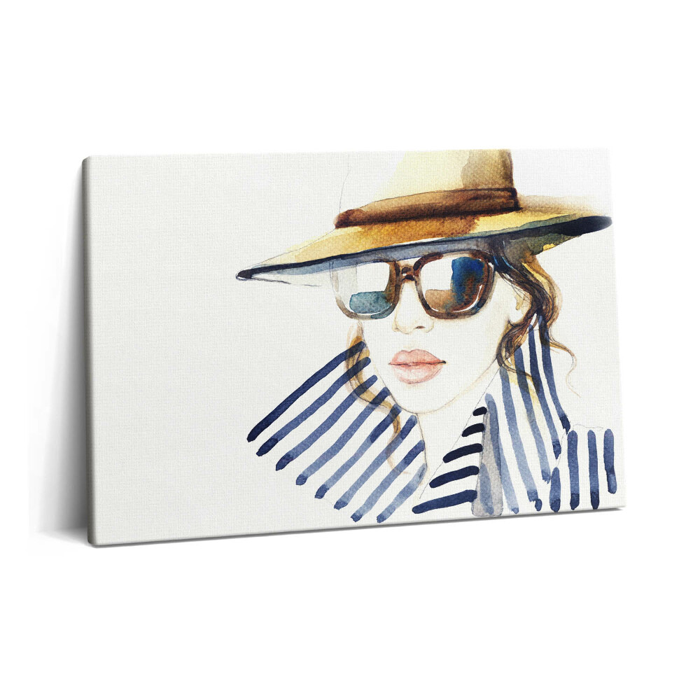 Tablou pe pânză 60x40 Acuarelă - femeie cu ochelari