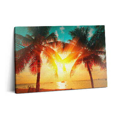 Tablou pe pânză 60x40 Vedere de vacanță - Palmieri la apus