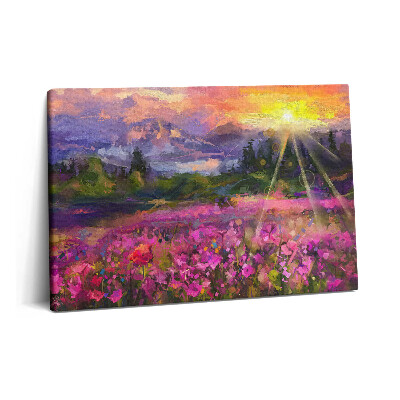 Tablou pe pânză 60x40 Pajiște la apus