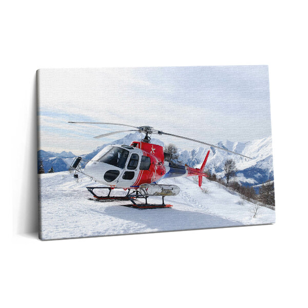 Tablou pe pânză 60x40 Elicopter pe un munte înzăpezit