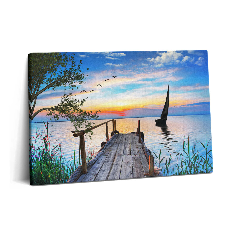 Tablou pe pânză 60x40 Barcă cu pânze pe lac