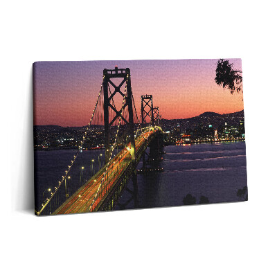 Tablou pe pânză 60x40 Podul și apusul de soare din San Francisco