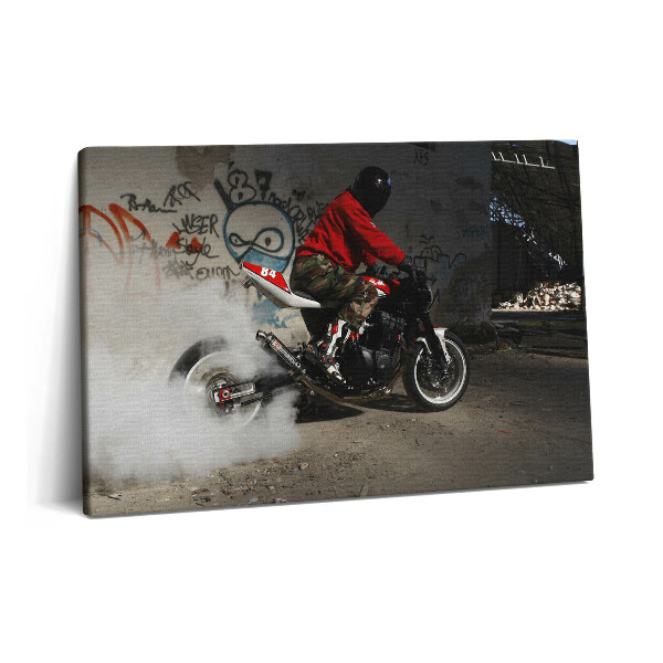 Tablou pe pânză 60x40 Bărbat pe motocicletă și graffiti
