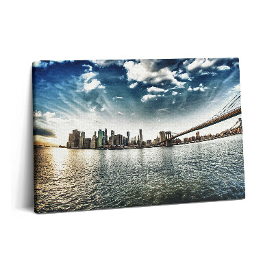Tablou pe pânză 60x40 Orașul și Podul Brooklyn
