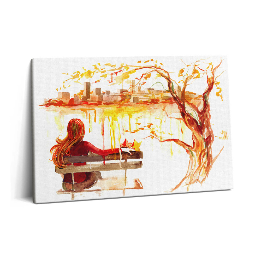 Tablou pe pânză 60x40 Peisaj de toamnă - femeie