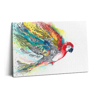 Tablou pe pânză 60x40 Papagal colorat în acuarelă în zbor