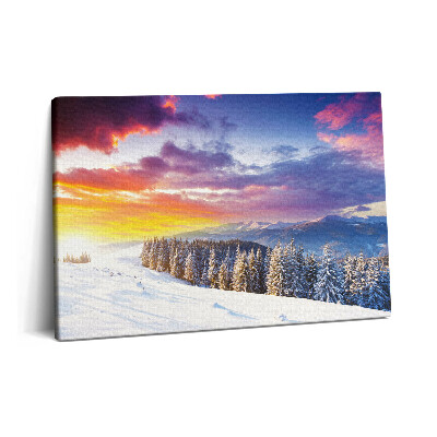 Tablou pe pânză 60x40 Peisaj montan de iarnă