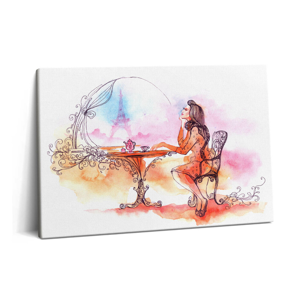 Tablou pe pânză 60x40 O femeie bea ceai la Paris