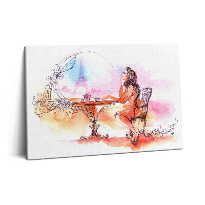 Tablou pe pânză 60x40 O femeie bea ceai la Paris