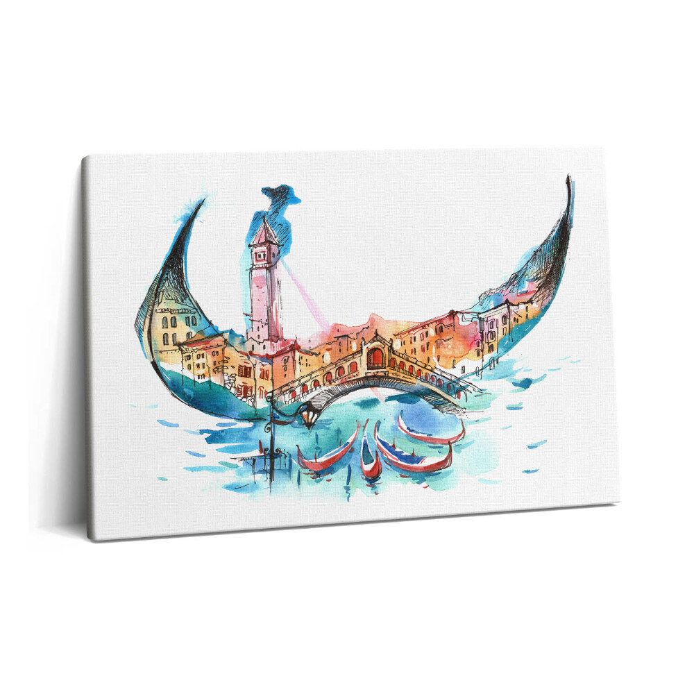 Tablou pe pânză 60x40 Rezumat – Gondole italiene în Veneția