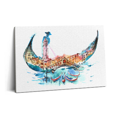 Tablou pe pânză 60x40 Rezumat – Gondole italiene în Veneția