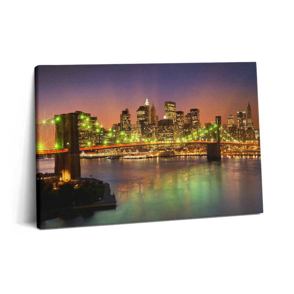 Tablou pe pânză 60x40 Podul Brooklyn noaptea