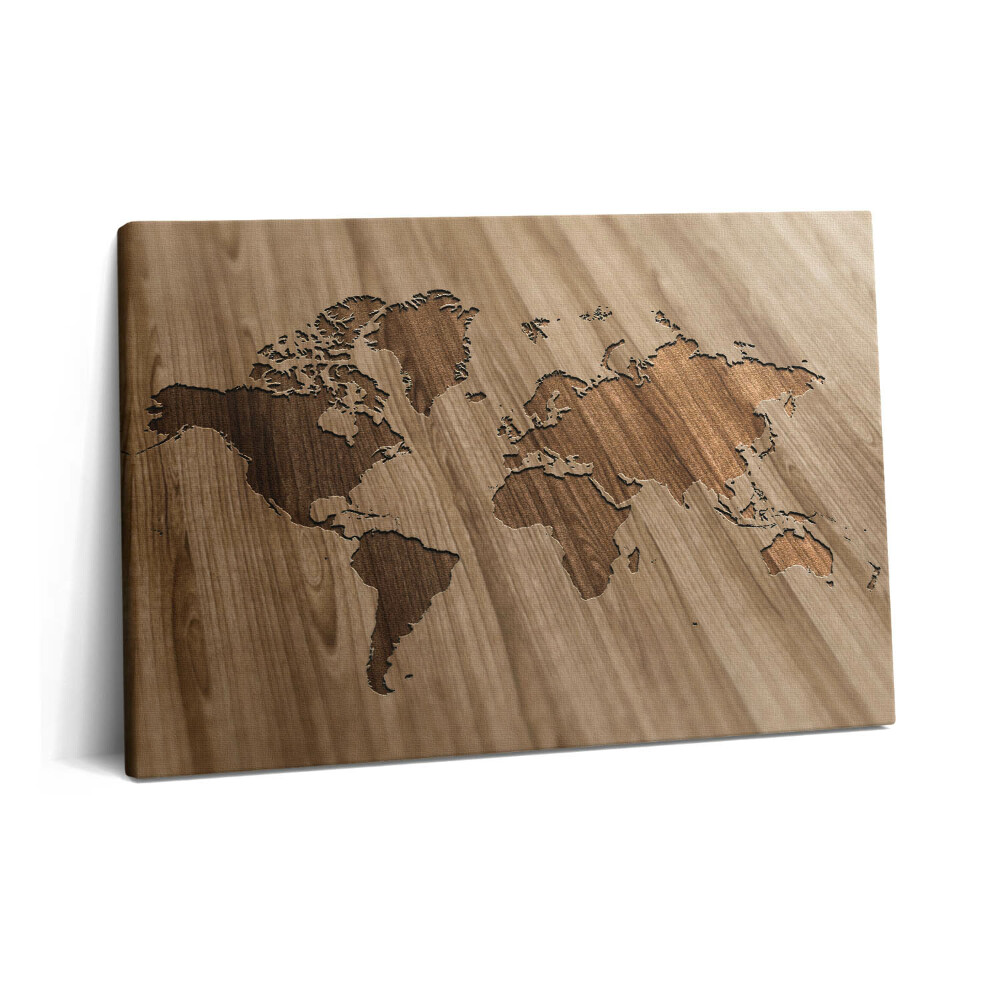 Tablou pe pânză 60x40 Hartă a lumii pe lemn
