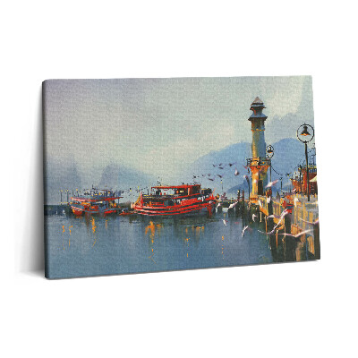 Tablou pe pânză 60x40 Barcă de pescuit în port