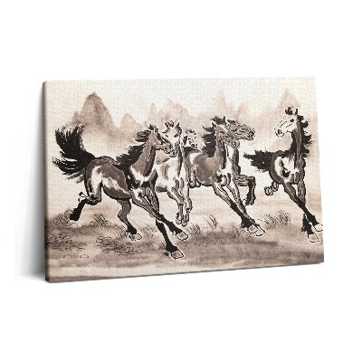 Tablou pe pânză 60x40 Cai galopând