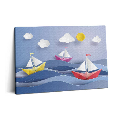 Tablou pe pânză 60x40 Bărci cu pânze origami colorate