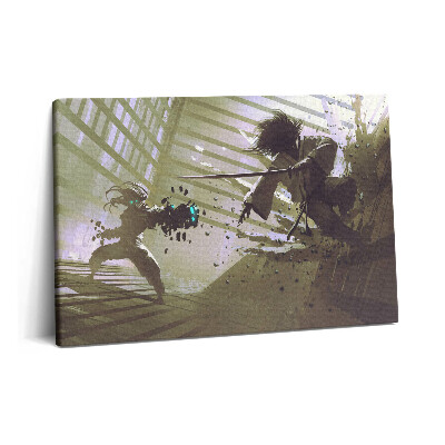 Tablou pe pânză 60x40 Luptă cu roboți samurai