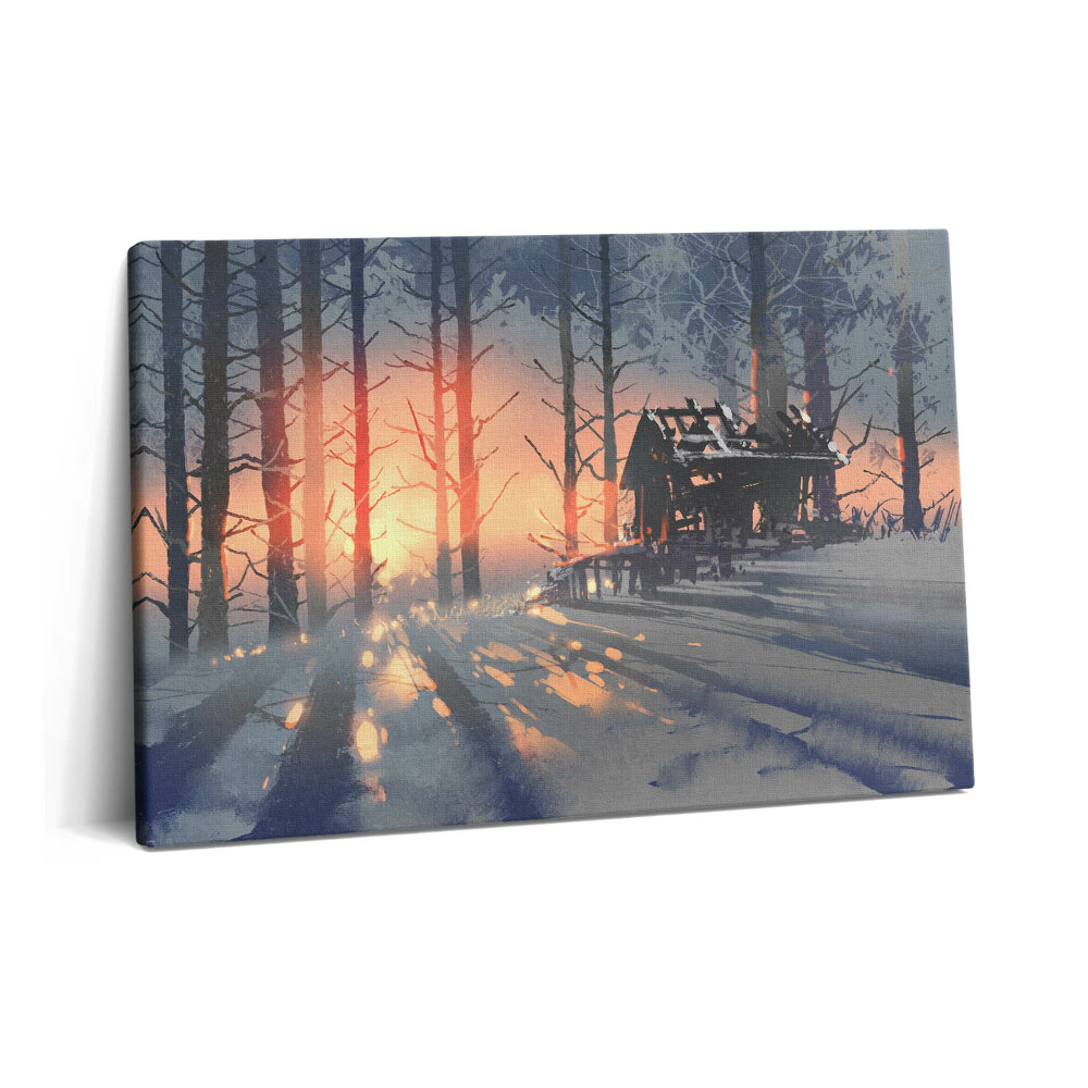 Tablou pe pânză 60x40 Peisaj de copaci de iarnă