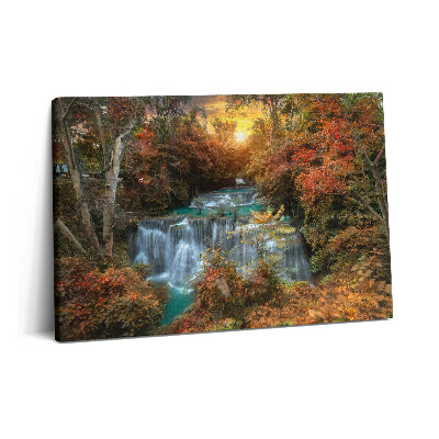 Tablou pe pânză 60x40 Apus de soare peste cascadă