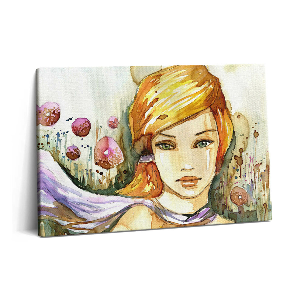 Tablou pe pânză 60x40 Femeie și gogoși în acuarelă