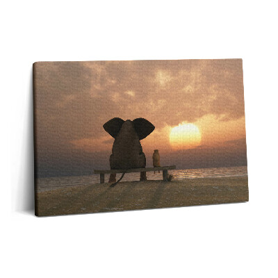 Tablou pe pânză 60x40 Animale și apus de soare