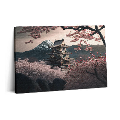 Tablou pe pânză 60x40 Turnul Asiatic și Florile de Cireș