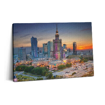 Tablou pe pânză 60x40 Panoramă a apusului de soare din Varșovia