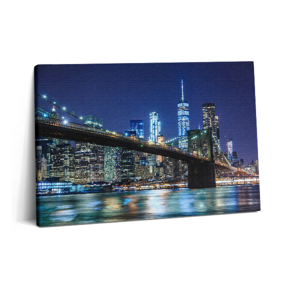 Tablou pe pânză 60x40 Podul Brooklyn din New York noaptea