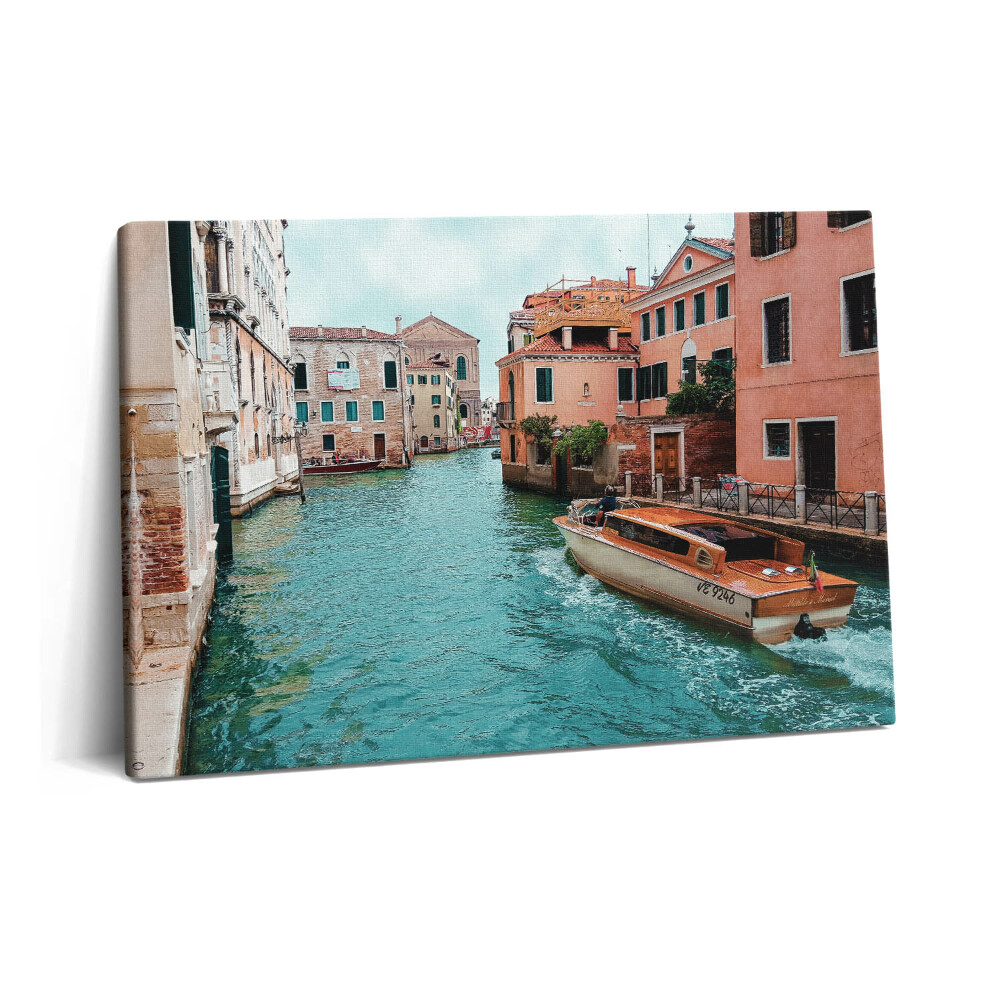 Tablou pe pânză 60x40 Barcă cu motor pe râu