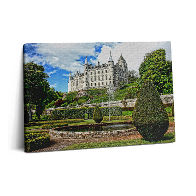 Tablou pe pânză 60x40 Castel cu grădină în Scoția