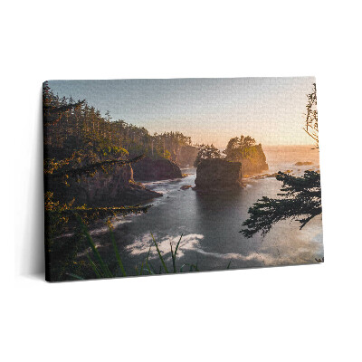 Tablou pe pânză 60x40 Peisaj de stânci și apus de soare