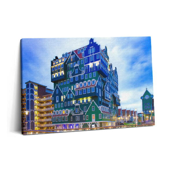 Tablou pe pânză 60x40 Casă colorată în Amsterdam