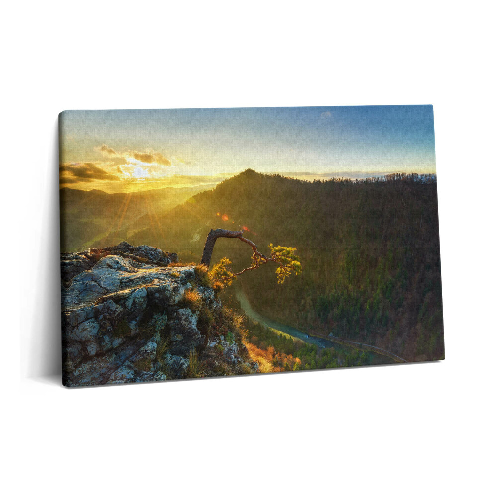 Tablou pe pânză 60x40 Apus de soare peste munți