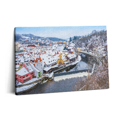 Tablou pe pânză 60x40 Panorama orașului Krumlov iarna