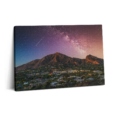 Tablou pe pânză 60x40 Munți cu o galaxie pe cer