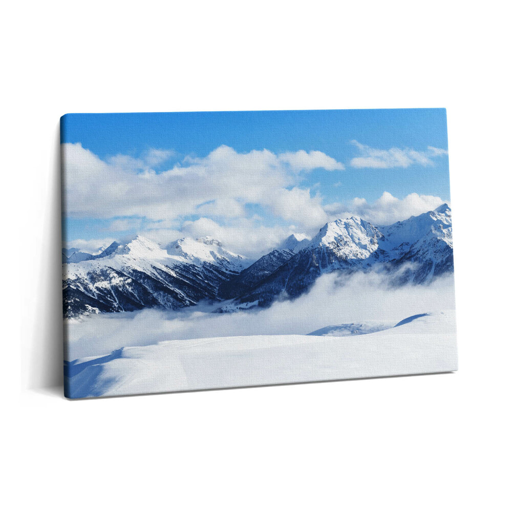 Tablou pe pânză 60x40 Panoramă a munților de iarnă din Alpii francezi