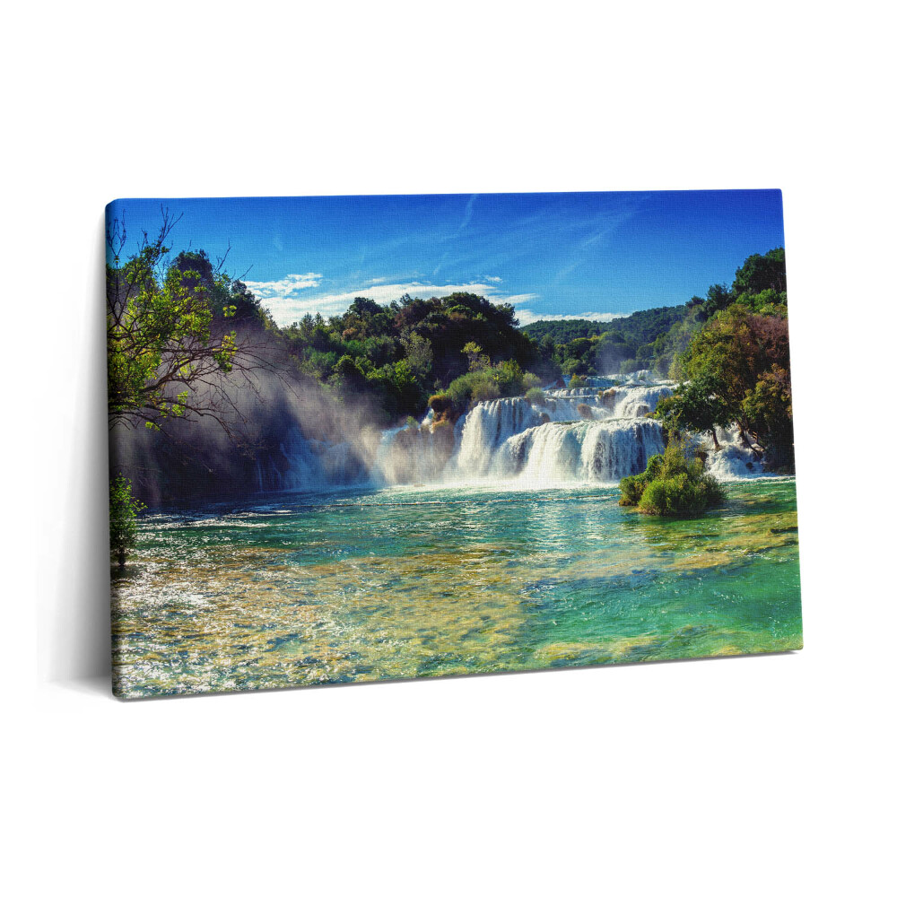 Tablou pe pânză 60x40 Peisaj forestier și cascadă