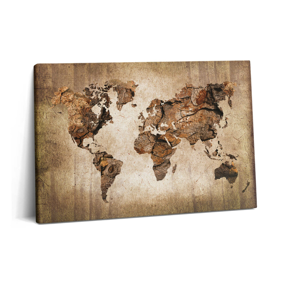 Tablou pe pânză 60x40 Hartă a lumii din lemn