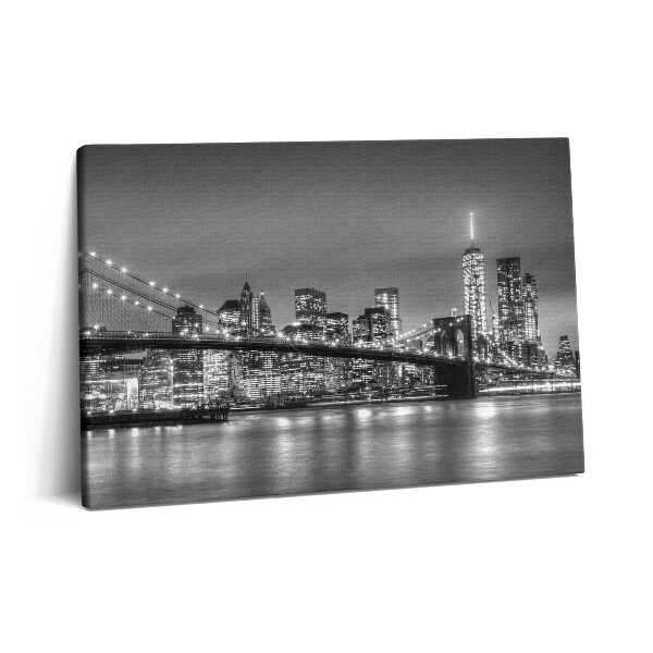 Tablou pe pânză 60x40 Podul Brooklyn din New York noaptea
