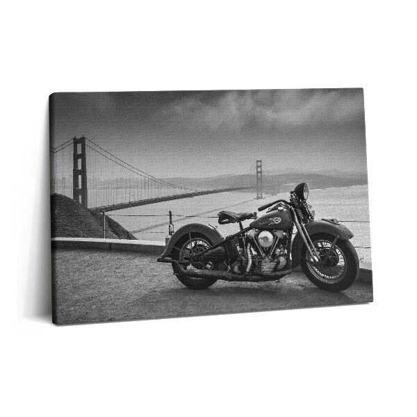 Tablou pe pânză 60x40 Motocicleta și Podul Golden Gate