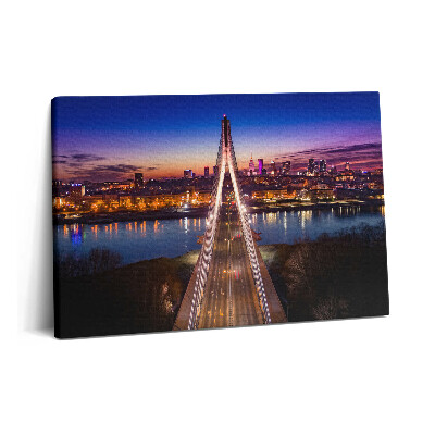 Tablou pe pânză 60x40 Podul și orașul seara