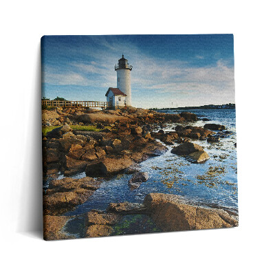 Tablou pe pânză canvas 60x60 Peisaj cu stânci de far și cer