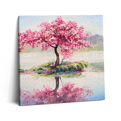 Tablou pe pânză canvas 60x60 Mozaic care înfățișează un copac înflorit al îndrăgostiților