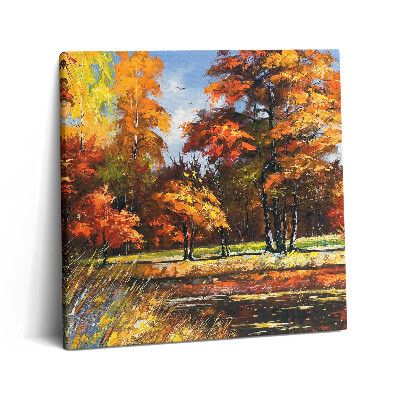 Tablou pe pânză canvas 60x60 Toamna pictată și râul