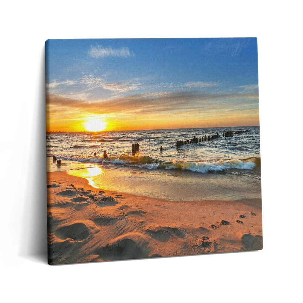 Tablou pe pânză canvas 60x60 Răsărit de soare peste mare