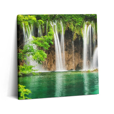 Tablou pe pânză canvas 60x60 Natură - cascadă și vegetație lac