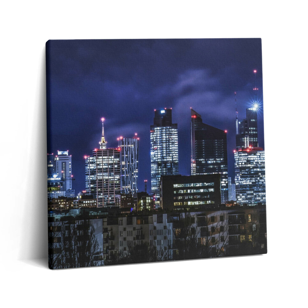 Tablou pe pânză canvas 60x60 Clădirile orașului noaptea
